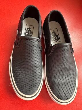 Vans Classic Slip-On Perforated Leather Sneakers - Black